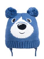 Czapka zimowa dziecięca niebieski miś wiązana 42-44 YOCLUB