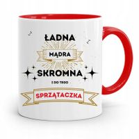 Dla Sprzątaczki Kubek Czerwony Na Prezent Urodziny Z Nadrukiem Ze Zdjęciem
