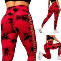 Legginsy damskie S/M push up marmurkowe wysoki stan modelujące fitness