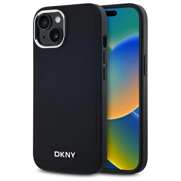 Etui DKNY Plain Logo MagSafe na iPhone 15 - czarne zdjęcie 1