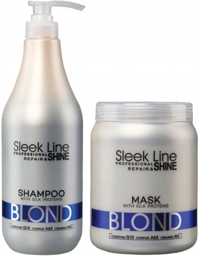 Stapiz ZESTAW XXL Sleek Line Repair Blond Szampon 1000ml + Maska 1000ml na Arena.pl