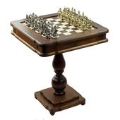 Stół Szachowy Italfama 58x58 | Figury Metalowe Samurai 10cm Backgammon