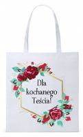 Dla Teścia Taty Prezent Torba Eco Biała Shopper Z Nadrukiem Ze Zdjęciem