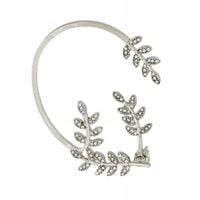 Kolczyk srebrny nauszny listki cyrkonie