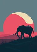 Plakat 67,5x95cm Słoń przy Czerwieni