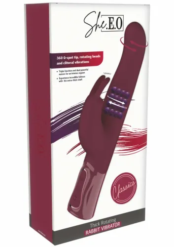 she.e.o thick rotating rabbit vibrator silikonowy, 10 trybow, usb na Arena.pl