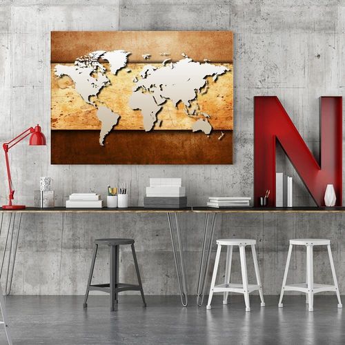 Obraz na płótnie - Canvas, Mapa świata na desce 90x60 na Arena.pl