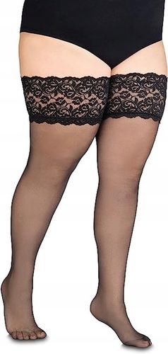 POŃCZOCHY SAMONOŚNE PLUS SIZE CZARNE NYLONOWE SEXY na Arena.pl