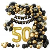 GIRLANDA BALONOWA NA 50 ZESTAW BALONY ZŁOTE KONFETTI TAŚMA KLEJ 88el