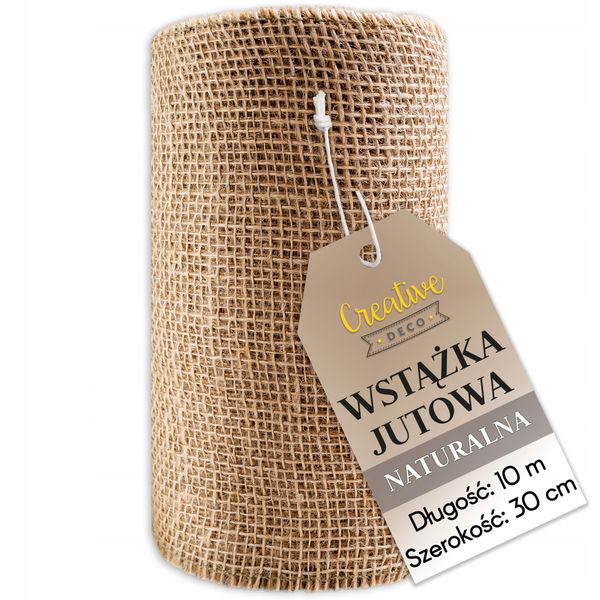 Wstążka jutowa taśma dekoracyjna z juty 30cm x 10m zdjęcie 1