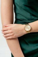 Elegancki zegarek damski z cyrkoniami Paul Lorens na bransolecie złoty