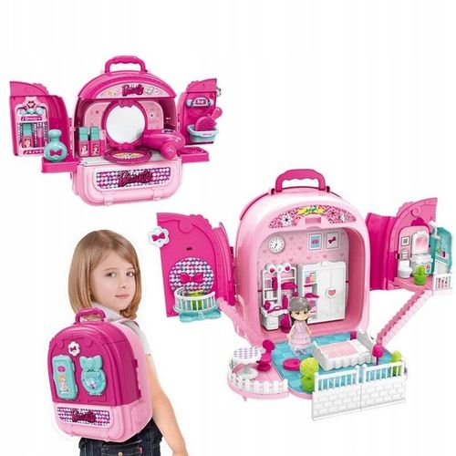 Toaletka WALIZKA domek z lalką PLECAK zestaw piękności 3w1 dla dziewczynek na Arena.pl