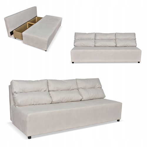 Kanapa sofa KIMO funkcja spania pojemnik Family Meble Hunter beż welur na Arena.pl