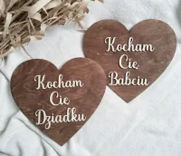 TABLICZKI DO ZDJĘĆ KOCHAM CIĘ BABCIU DZIADKU SERCE DZIEŃ BABCI 2 SZT