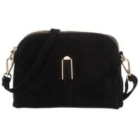 VERA PELLE torebka damska zamszowa listonoszka z paskiem V712 czarna