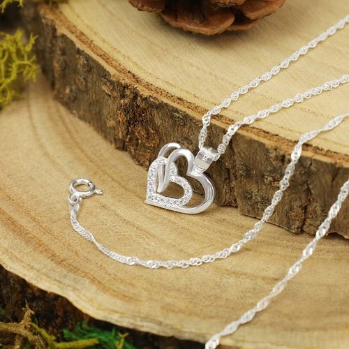 SREBRNY NASZYJNIK SINGAPUR CELEBRYTKA Z SERDUSZKIEM 925 + RÓŻA WIECZNA LED na Arena.pl