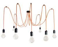 LAMPA SUFITOWA WISZĄCA PAJĄK 7 POMARAŃCZOWY OSŁONKA CZARNA