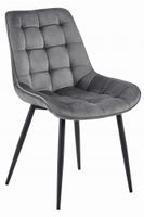 Krzesło tapicerowane BERA ciemny szary welur czarne nogi do jadalni