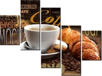 100 75CM OBRAZ 5 ELEM PORANNA KAWA ŚCIENNY