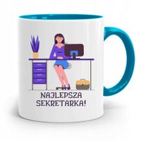 Kubek Błękitny Prezent Dla Sekretarki Najlepsza Z Nadrukiem Ze Zdjęciem