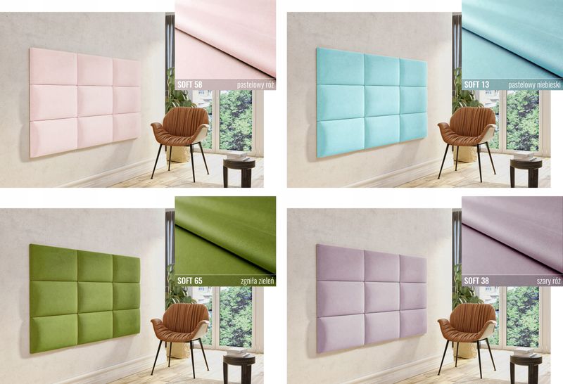 60 X 30 PANELE ŚCIENNE TAPICEROWANE WEZGŁOWIE SOFT zdjęcie 13