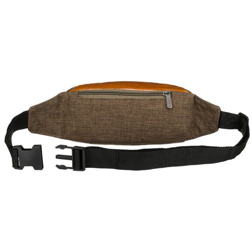 praktyczna saszetka z poliestru w zielono-brązowym kolorze z kieszenią na Arena.pl