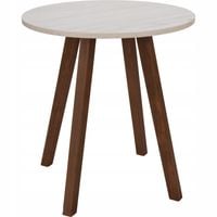STOLIK KAWOWY Z MARMUROWYM BLATEM MDF DREWNO SOSNOWE Ø 35 CM