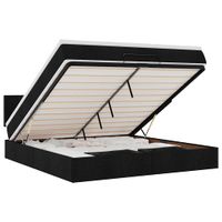 Łóżko Ottoman z materacem i LED, czarny, 180x200cm, tkanina
