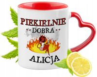 Dla Alicji Kubek Czerwony Z Uszkiem W Kształcie Serca Na Prezent