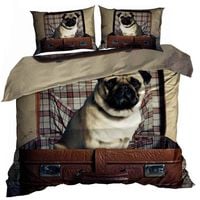 Pościel 3D bawełna satyna 200x220cm PIES MOPS