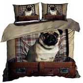 Pościel 3D bawełna satyna 200x220cm PIES MOPS