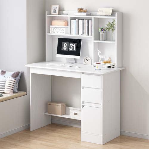 BIURKO MŁODZIEŻOWE KOMPUTEROWE STOLIK BIAŁE BIURKO Z REGAŁEM PÓŁKAMI na Arena.pl
