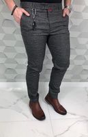Eleganckie meskie spodnie w drobna krate khaki - 32