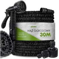 WĄŻ OGRODOWY ROZCIĄGLIWY ELASTYCZNY 30M ZRASZACZ+ ZŁĄCZKI + PISTOLET ZESTAW