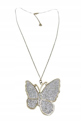 Piękny naszyjnik ze stali chirurgicznej Motyl białe cyrkonie na Arena.pl