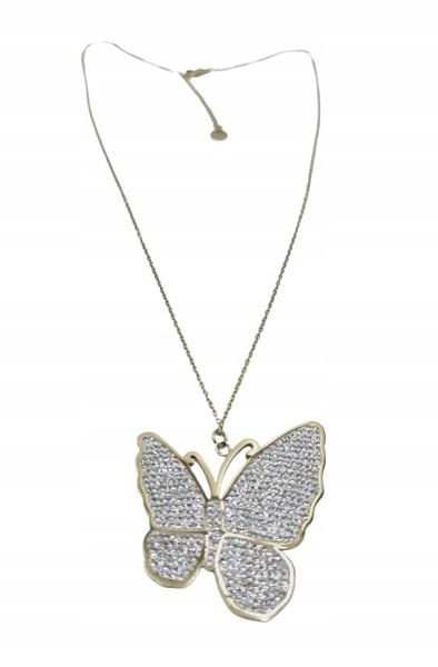 Piękny naszyjnik ze stali chirurgicznej Motyl białe cyrkonie zdjęcie 3