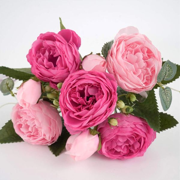 Bukiet piwonii 1szt różowe kwiatki dekoracyjne sztuczne kwiaty zdjęcie 4