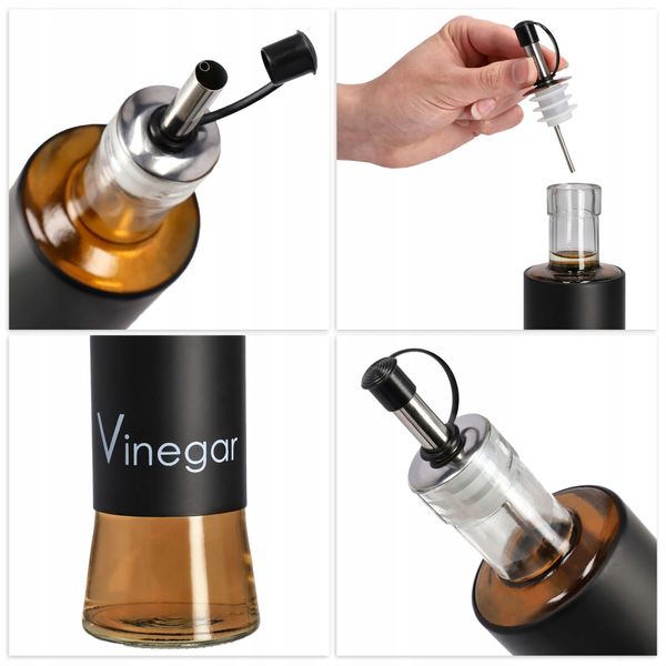 DOZOWNIK SZKLANY BUTELKA NA OLIWĘ OCET 320ml CZERŃ zdjęcie 4