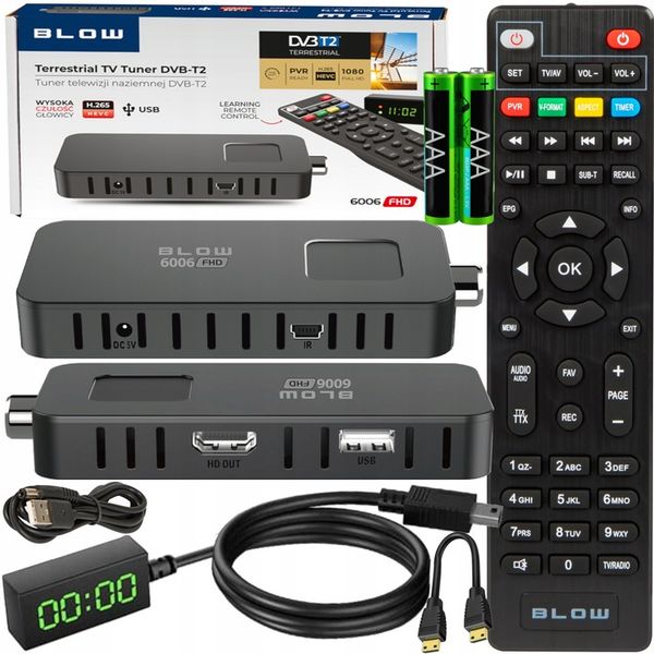 DEKODER TUNER TV DVB-T2 HEVC H.265 FULL HD MINI STICK PILOT ZESTAW zdjęcie 1