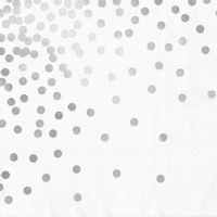 Serwetki papierowe białe w srebrne kropki, 10 szt.