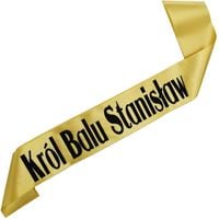 Król Balu + imię - złota szarfa z czarnym nadrukiem