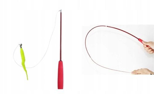 Zabawka wędka dla kota z piórem 7 czerwona WĘDKI na Arena.pl