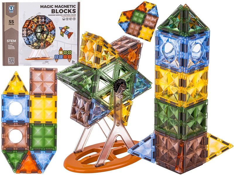 Konstrukcyjne Klocki Magnetyczne 55 Elementów zdjęcie 1