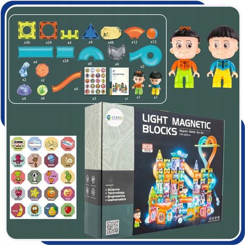 KLOCKI MAGNETYCZNE ŚWIĘCĄCE TOR KULKOWY KLOCKI KONSTRUKCYJNE KULODROM 202EL na Arena.pl