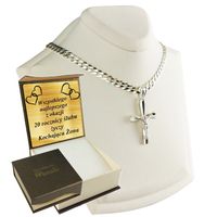 Łańcuszek Srebrny Męski 925 Pancerka 3,80mm z Krzyżykiem Grawer GRATIS