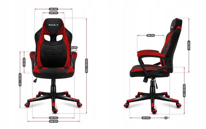 Fotel Gamingowy HUZARO FORCE 2.5 Red Mesh zdjęcie 3