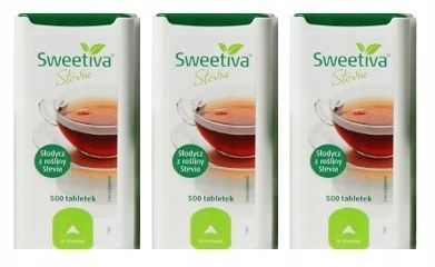 STEWIA STEVIA SWEETIVA SŁODZIK 3 x 500 tabletek zdjęcie 1