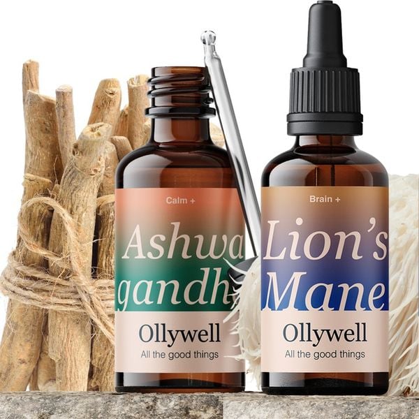 Polska Ashwagandha i Lion's Mane Ollywell Krople Silny ekstrakt Adaptogen zdjęcie 1