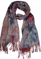 Cashmere - ciepły modny szalik frędzle szaro-czerwony 14 200cm x 70cm