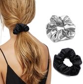 Gumki metaliczne eleganckie frotki scrunchie do włosów błyszczące 2 sztuki